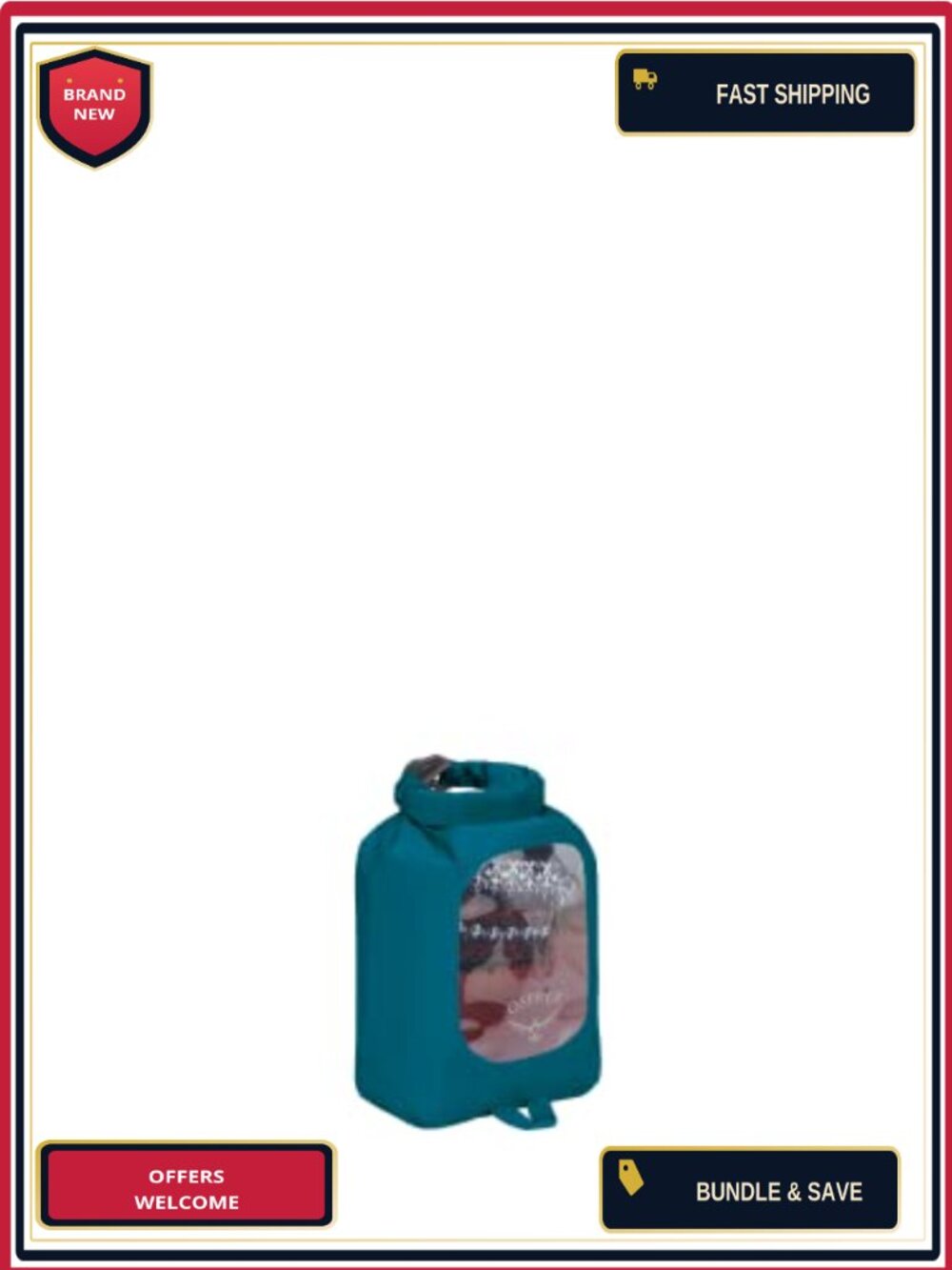 Waterproof Dry Sack with See-Through Window, Roll-Top Closure, 3L